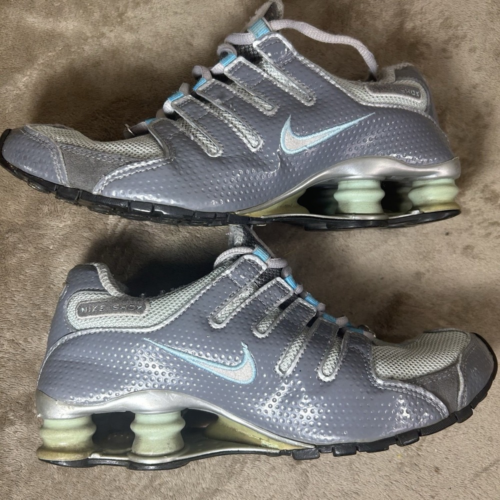 Vintage 2007 Nike Shox NZ Grey Light Blue Women's Size 7.5 Y2K 314561-001